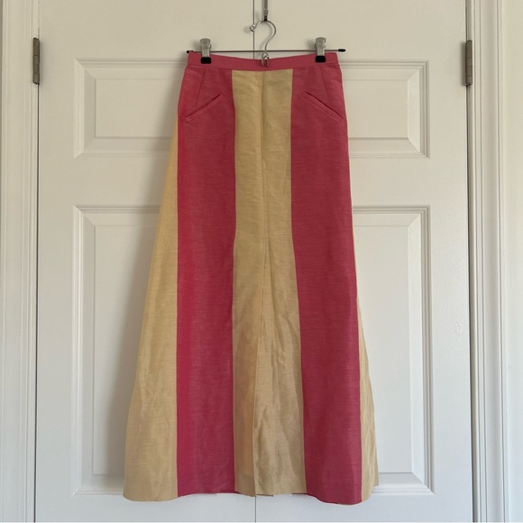 Nikki Chasin yellow and pink stripe skirt - Picture 1 of 3